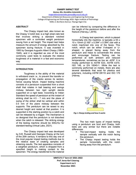 charpy impact testing lab report